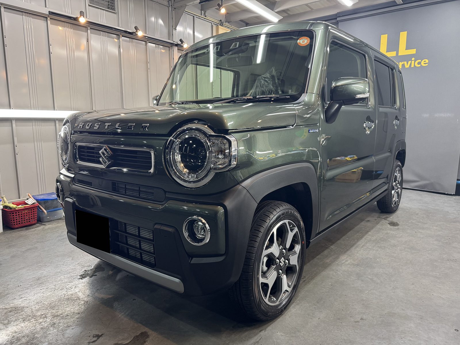 令和7年式ハスラーの車コーティング施工後左前