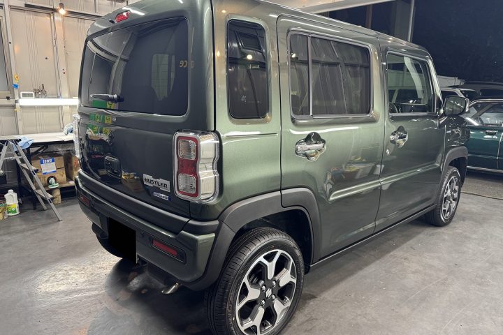 令和7年式ハスラーの車コーティング施工後右後ろ