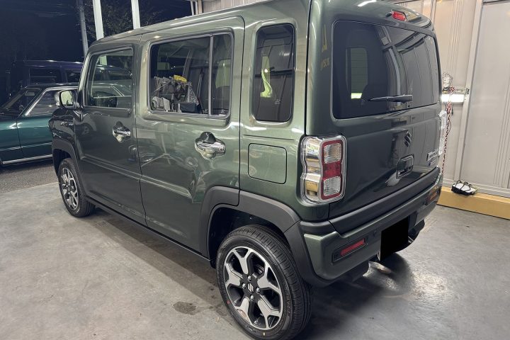 令和7年式ハスラーの車コーティング施工後左後ろ